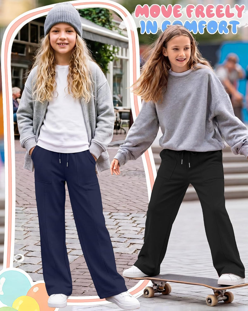 4 Packs Girls' Wide Leg Sweatpants