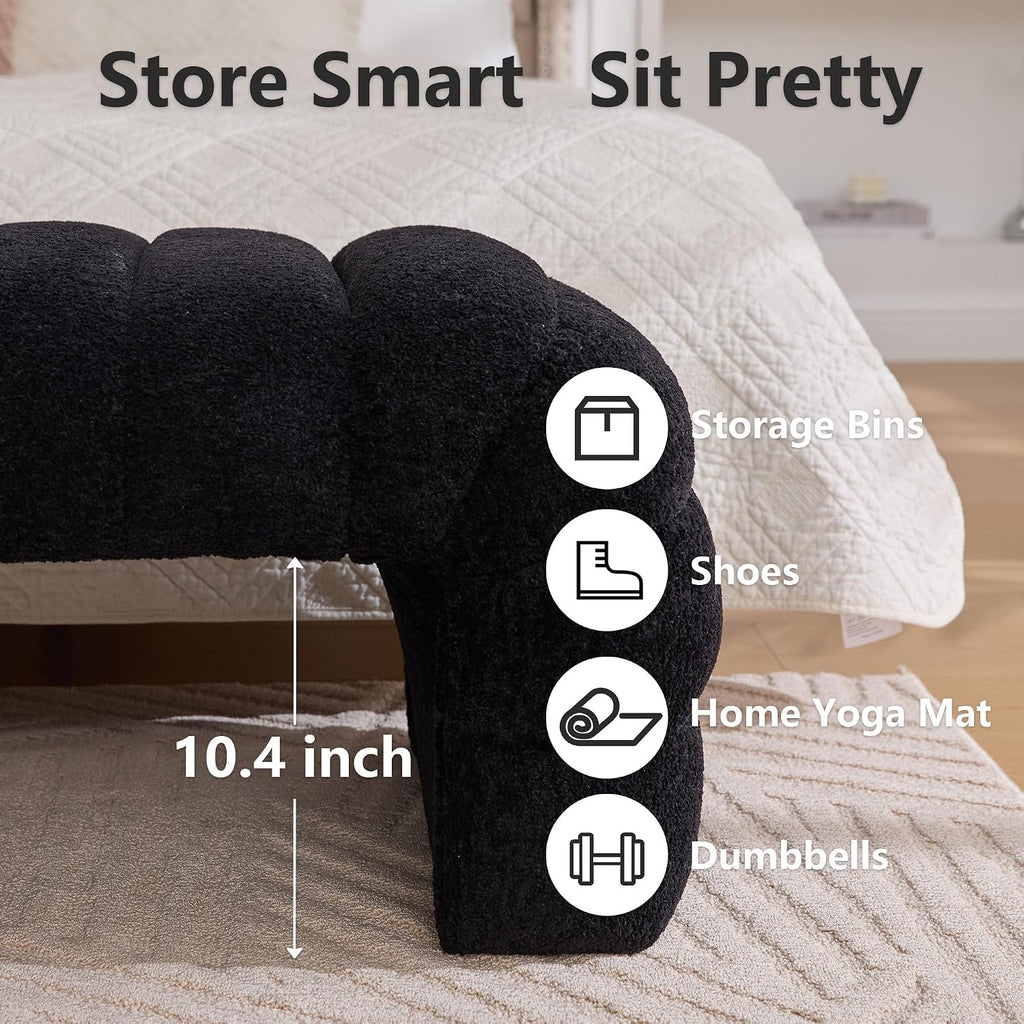 70" Upholstered Ottoman Bench, Modern Chenille Entryway Bench, Long Footstool, Queen Size Bed Bench for End of Bed