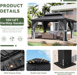 10' X 14' Hardtop Gazebo with Drainage System, Aluminum Outd - Image 4