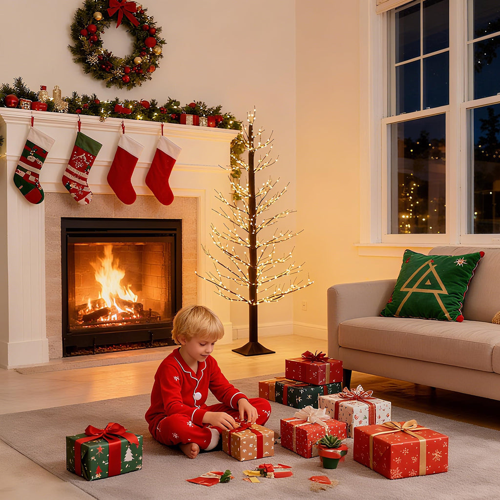 4ft Black Lighted Christmas Tree with 650 Warm White LED Lights