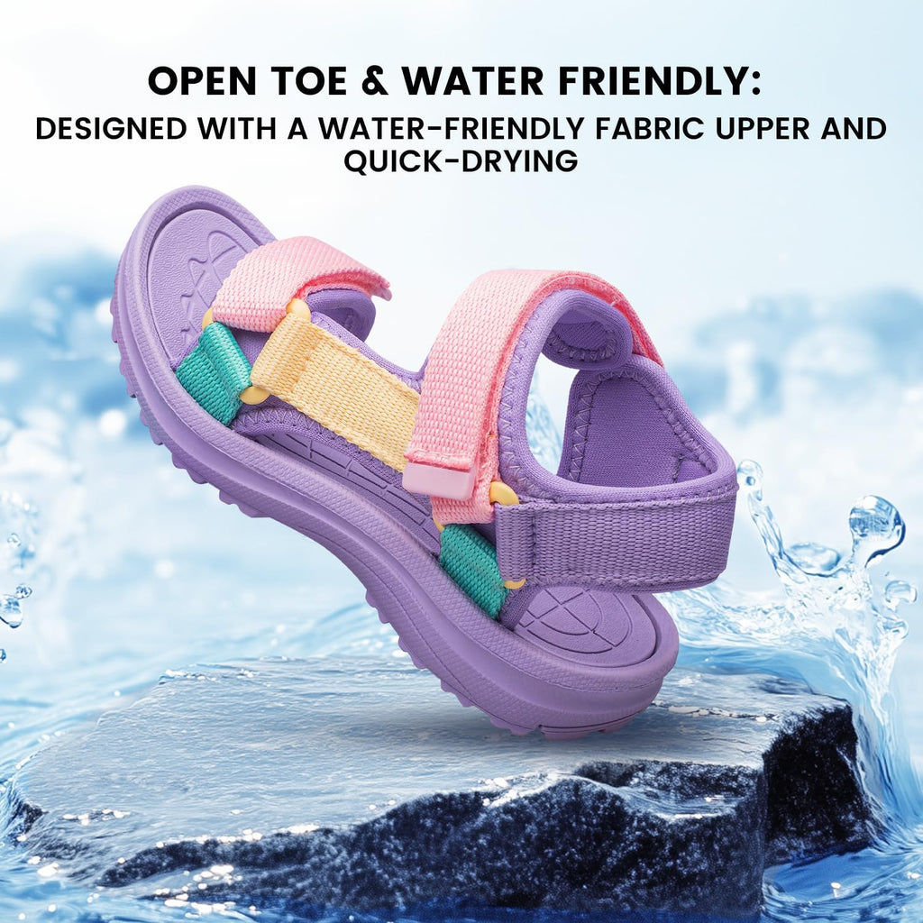 Boys Girls Sandals Adjustable Double Strap Open-Toe Athletic Lightweight Unisex Child Sport Sandals Summer