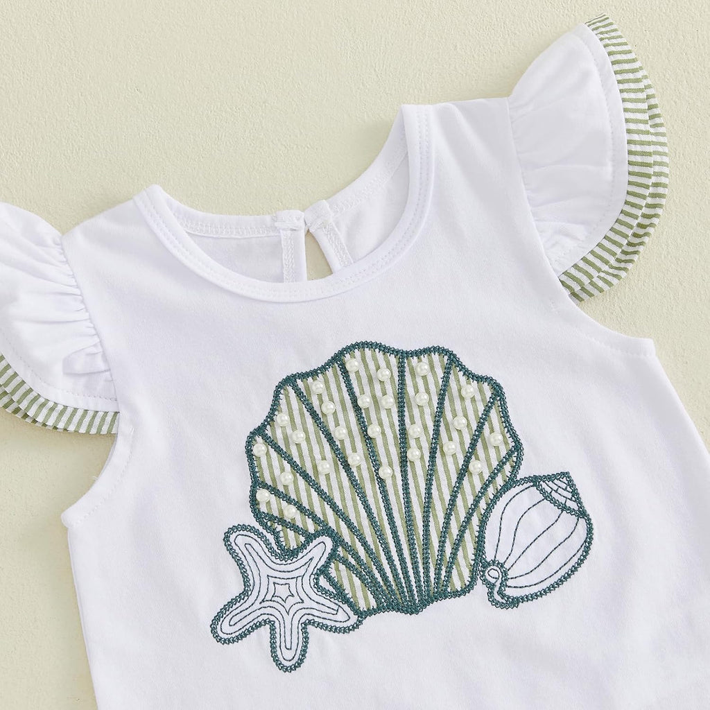 Toddler Girl Summer Clothes Baby Girl Ruffle Shirt Top and Shorts Set Beach 2 Piece Outfits