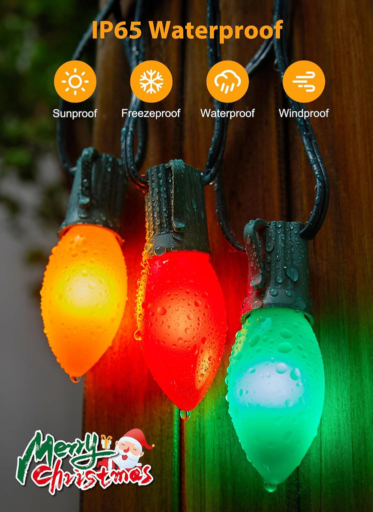 Vintage Christmas Lights Outdoor, 100Ft C9 String Lights with 100 LED Bulbs