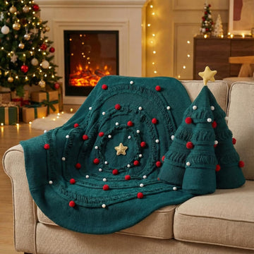 31" Christmas Tree Blanket Crochet Lap Throw Tree Shaped