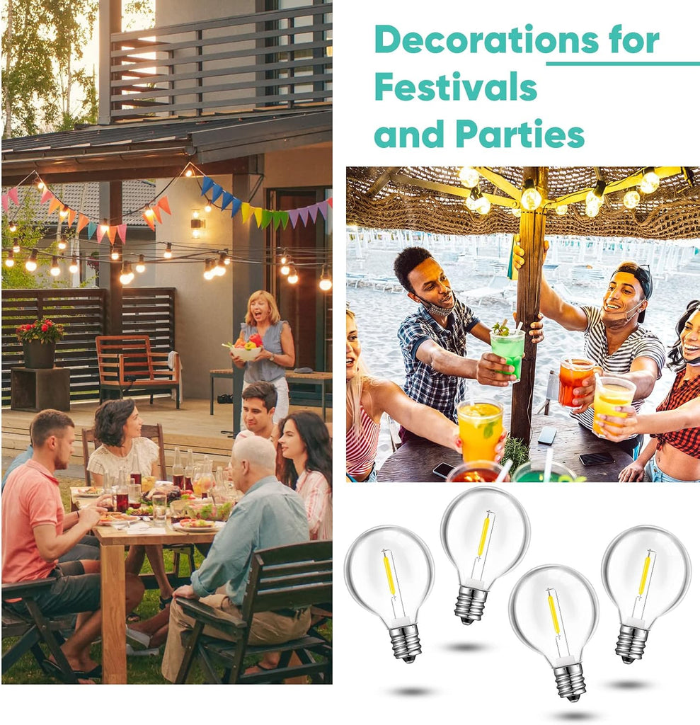 G40 LED Light Bulbs Replacement 1w Globe Bulbs Outdoor LED Light Lamp Fits C7 and E12 Candelabra Screw Base