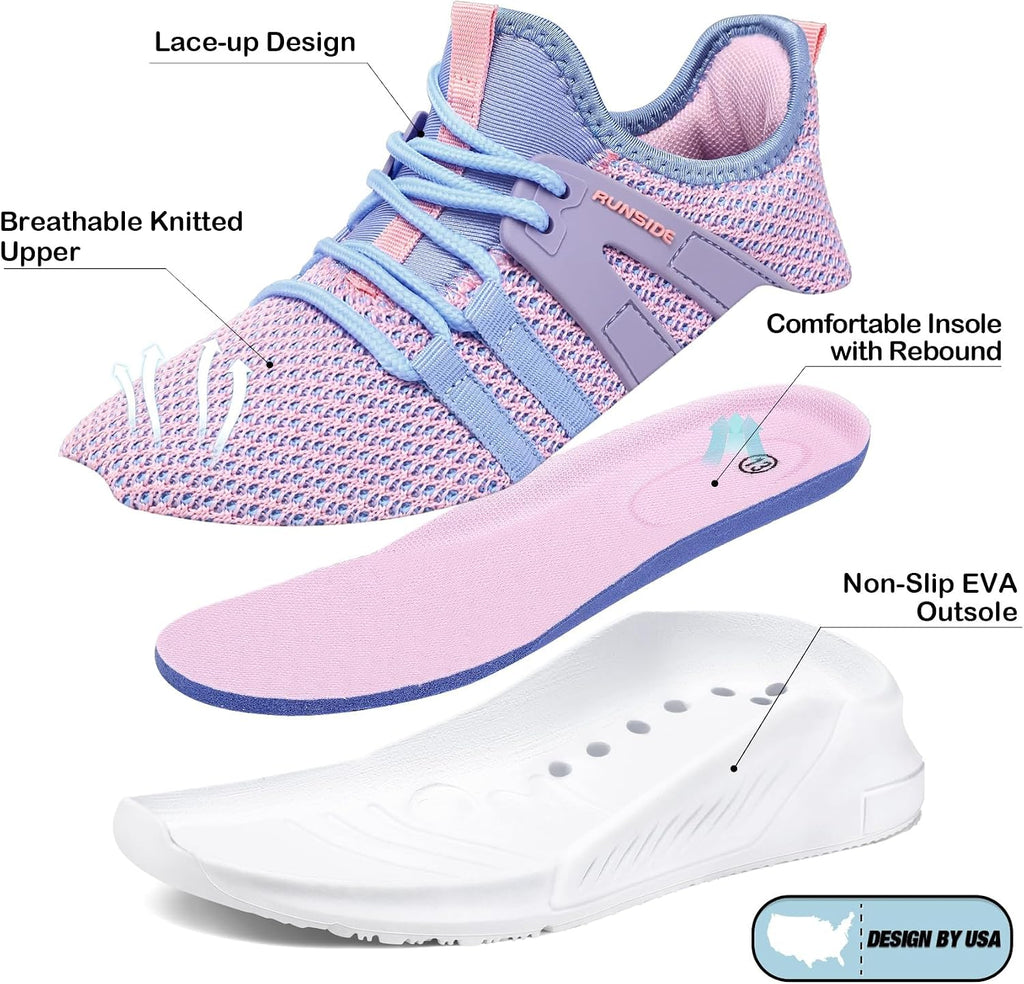 Girls Tennis Shoes Lace-up Running Sneaker for Kids
