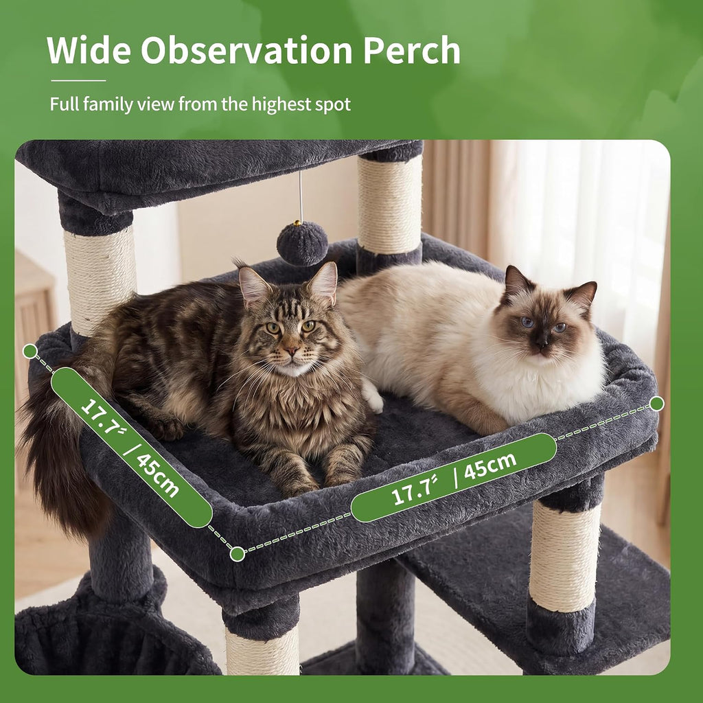 Floor to Ceiling Cat Tree, 104.7"-116.5" Height-Adjustable