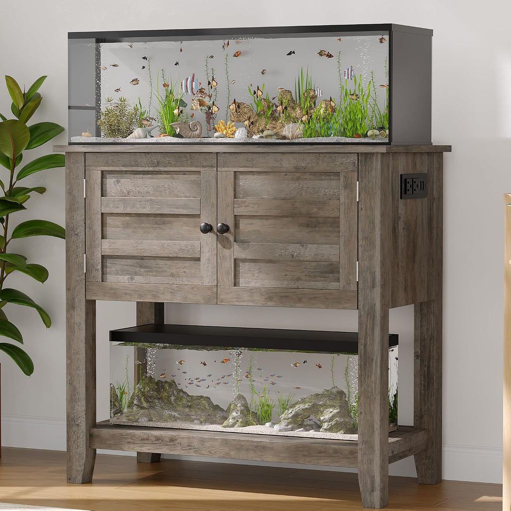 Aquarium Stand for 20-29 Gallon Fish Tank - 660 Lb Capacity, Retro Grey