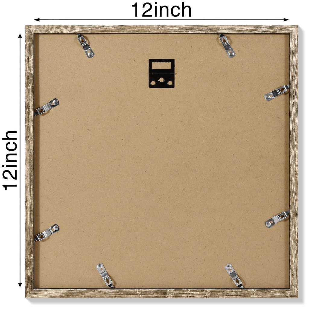 12x12 Picture Frame, Matted for 8x8 Photos, Light Wood
