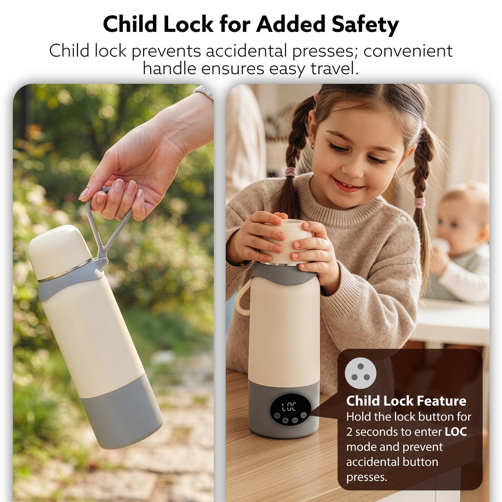 Portable Bottle Warmer for Travel, Baby Milk Warming, 17oz, SUS316
