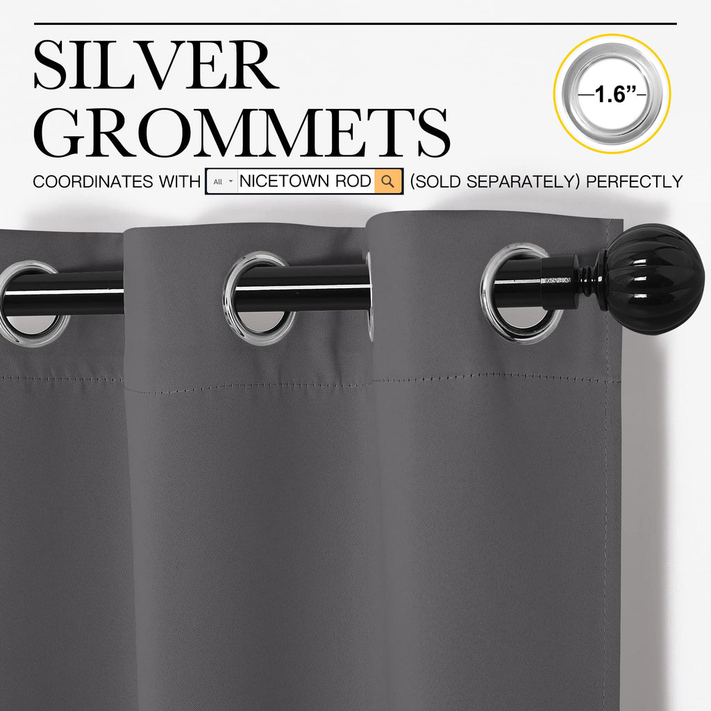 Noise Reducing Blackout Curtains, 2 Panels, 42 x 84-inch, Grey