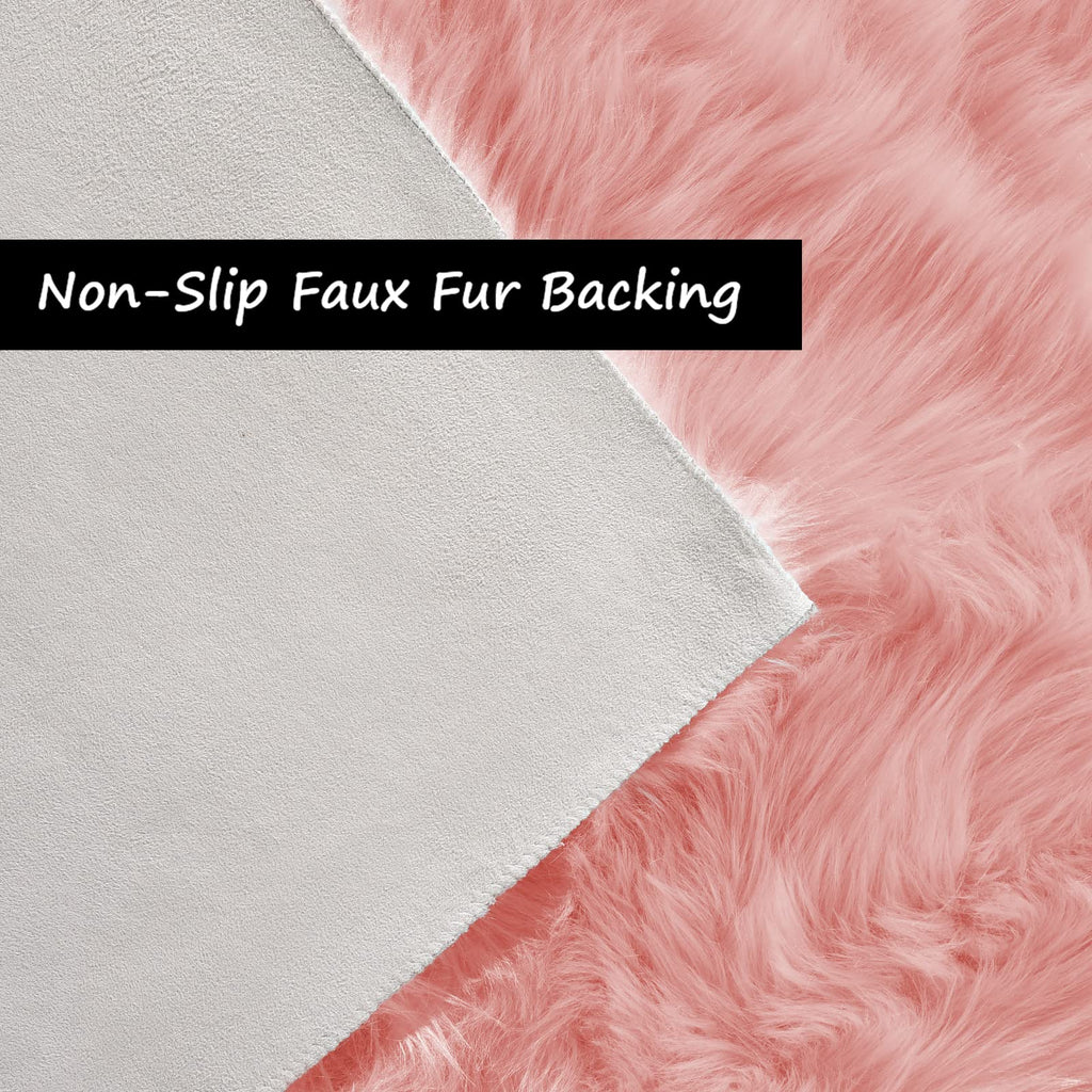 Pink Fur Rug Sheepskin Rug 2x6 Fluffy Runner Rug Dorm Fuzzy Furry Cute Shag Rug Decor Washable Sheepskin