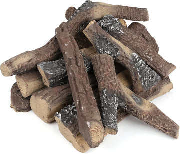 Gas Fireplace Logs 10pcs Fake Fireplace Logs Faux Electric Fireplace Logs for Gas Fireplace Insert, Large Ceramic