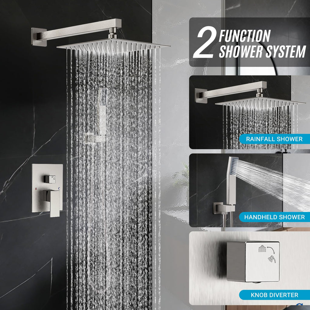 Shower Faucet Set 10'' Shower Head,Brush Nickel Shower System