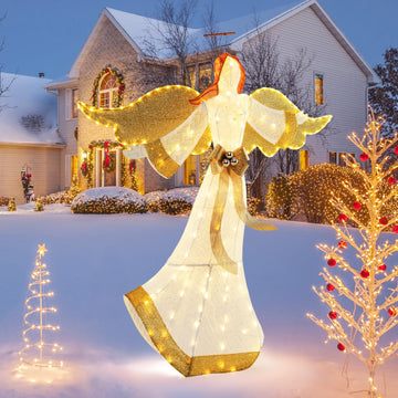 5.2 FT Outdoor Christmas Lighted Angel, Pre-lit 3D Winged Angel