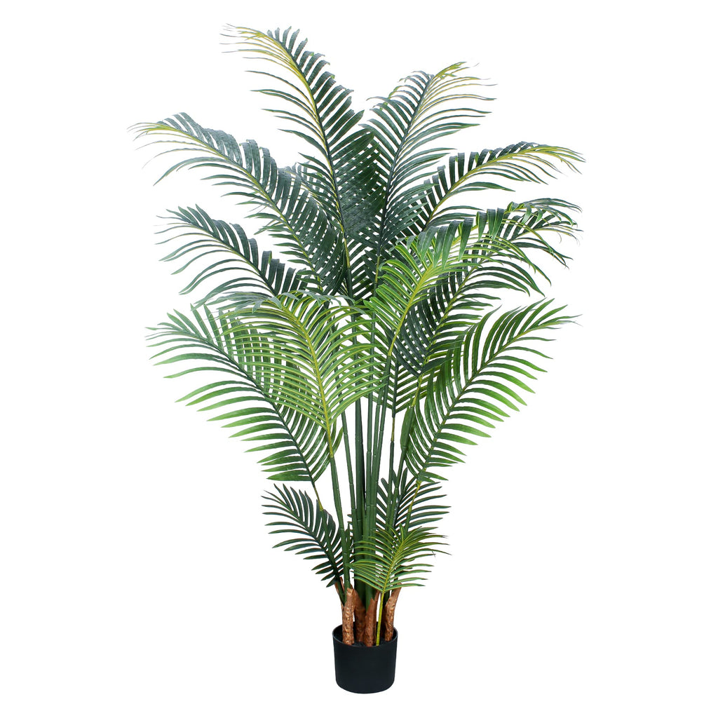 Artificial Tropical Palm Plant - 5 Ft Artificial Tree with Plastic Pot Decor, Tall Faux Plants for Indoors and