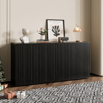 63" Fluted Sideboard Cabinet with Storage, Buffet Credenza