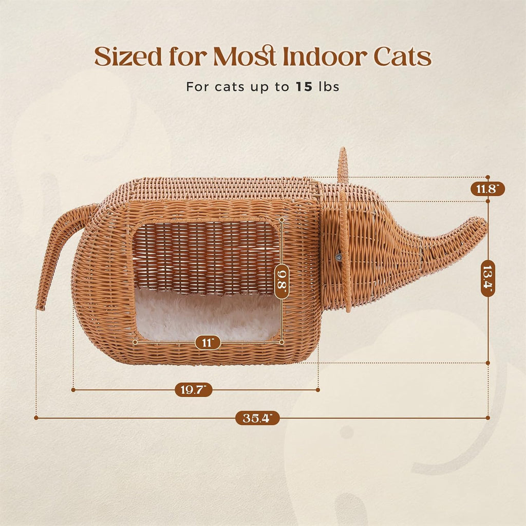 Elephant Cat Condo Bed, Woven Cat House