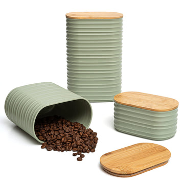 3 Pcs Green Canisters Sets for the Kitchen, Coffee Containers