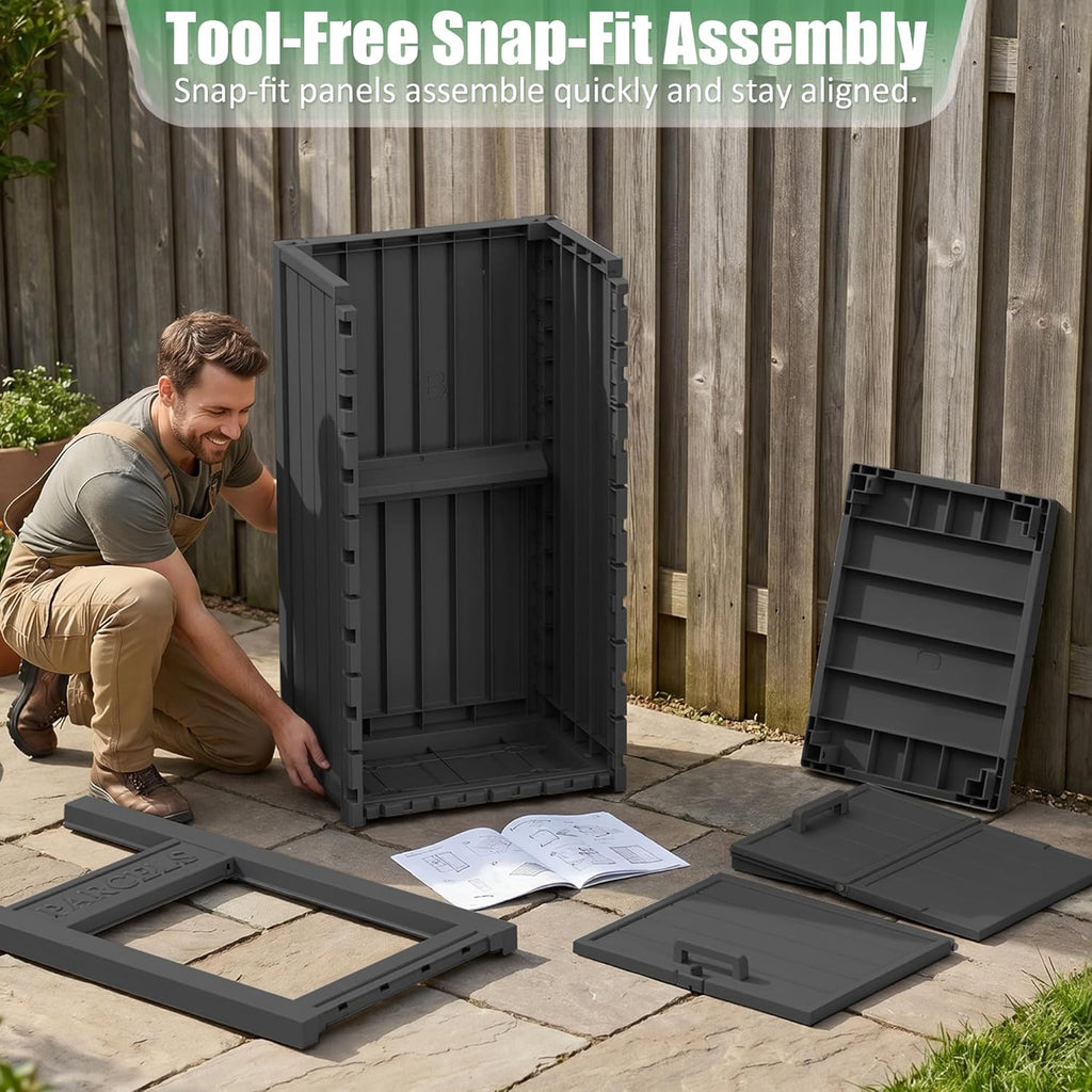 Large Package Delivery Boxes Waterproof Parcel Drop Storage Box UV Resistant Resin Lockable Secure Porch Patio (Black-2)