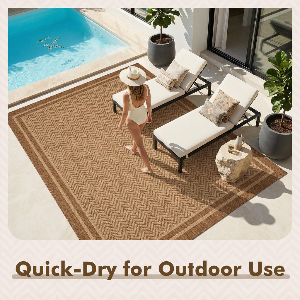 Outdoor Rug-Patio Rug Polypropylene Indoor Outdoor Rugs Outdoor Carpet Deck Balcony Porch, Textured Weave