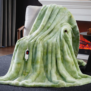 Heated Blanket, Soft Faux Rabbit Fur Electric Throw, 72"×84"