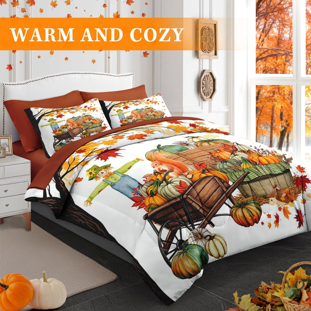 Fall Comforter Set with Sheets, 7 Pieces Farmhouse Bedding