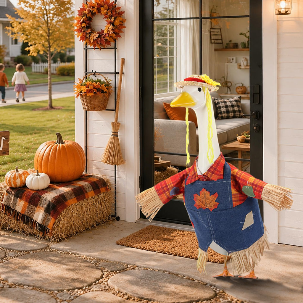 Fall Scarecrow Porch Goose Outfits for 23 Inch Statue
