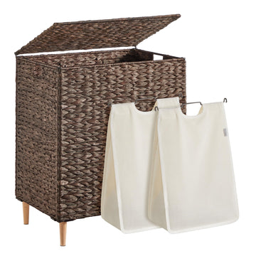 Laundry Hamper With Lid, 130 L Wicker Handwoven Water Hyacinth