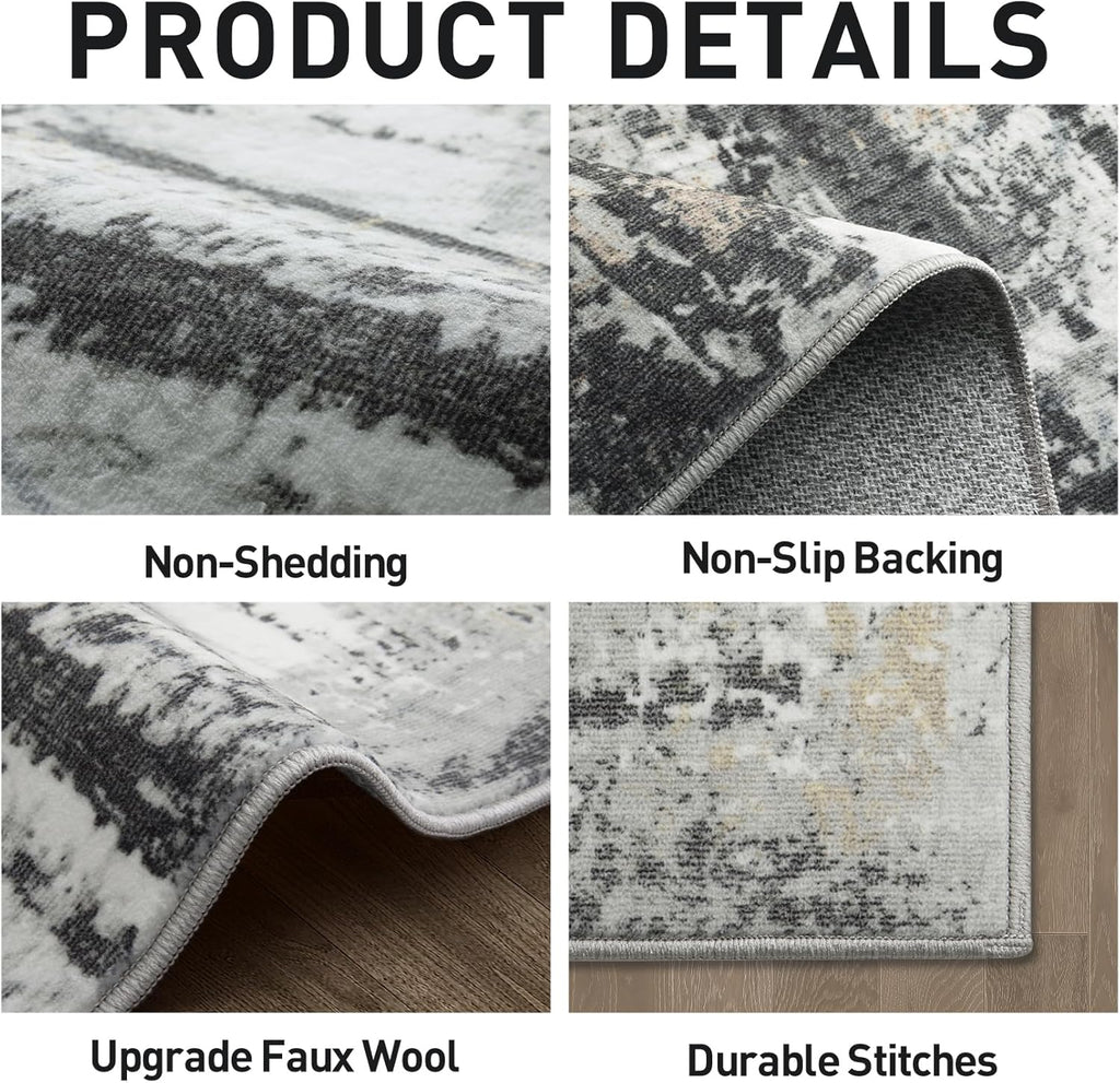 8x10 Area Rugs Washable Rug: Large Modern Abstract Living Room Rug Soft Anti-Skid Thin Carpet Indoor Floor