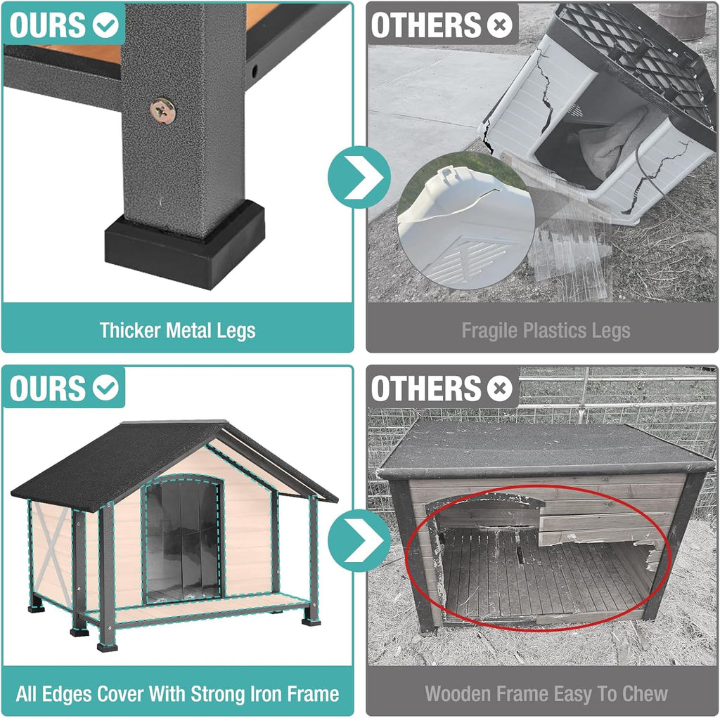 Medium Heated Dog House Outdoor with Insulated Liner for Winter