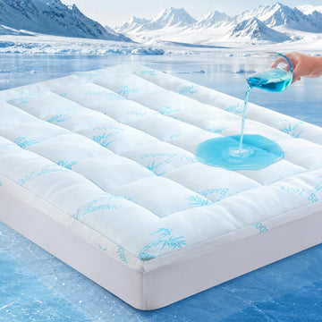 100% Waterproof Queen Mattress Topper, Viscose Derived from Bamboo | Cooling Pillow Top Memory Foam Mattress Topper