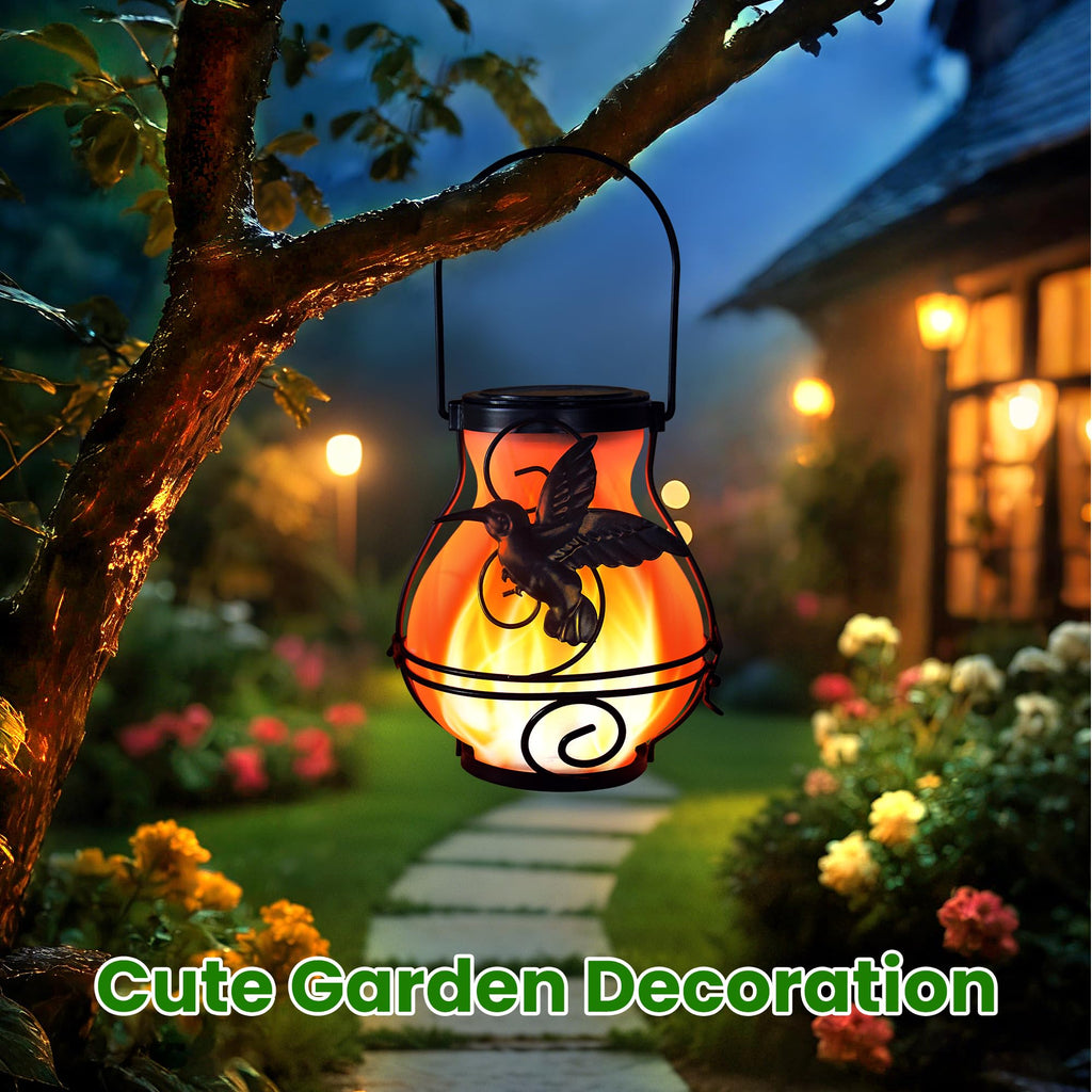 Lanterns Outdoor Waterproof Hummingbird Hanging Solar Lantern
