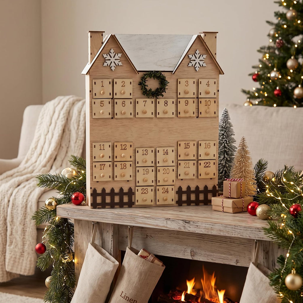 DIY Advent Calendar 24-Drawer Khaki, Wooden Christmas Calendar