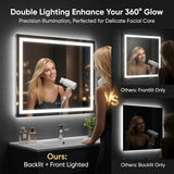 24"x 36" LED Bathroom Mirror with Lights, Anti-Fog, Dimmable, Lighted Vanity Mirror with Tempered Glass, Memory