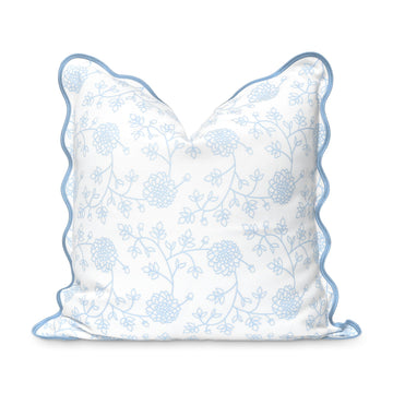 Coastal Patio Indoor Outdoor Scalloped Throw Pillow Cover Only, 20"x20" Water Repellent for Backyard, Couch, Baby