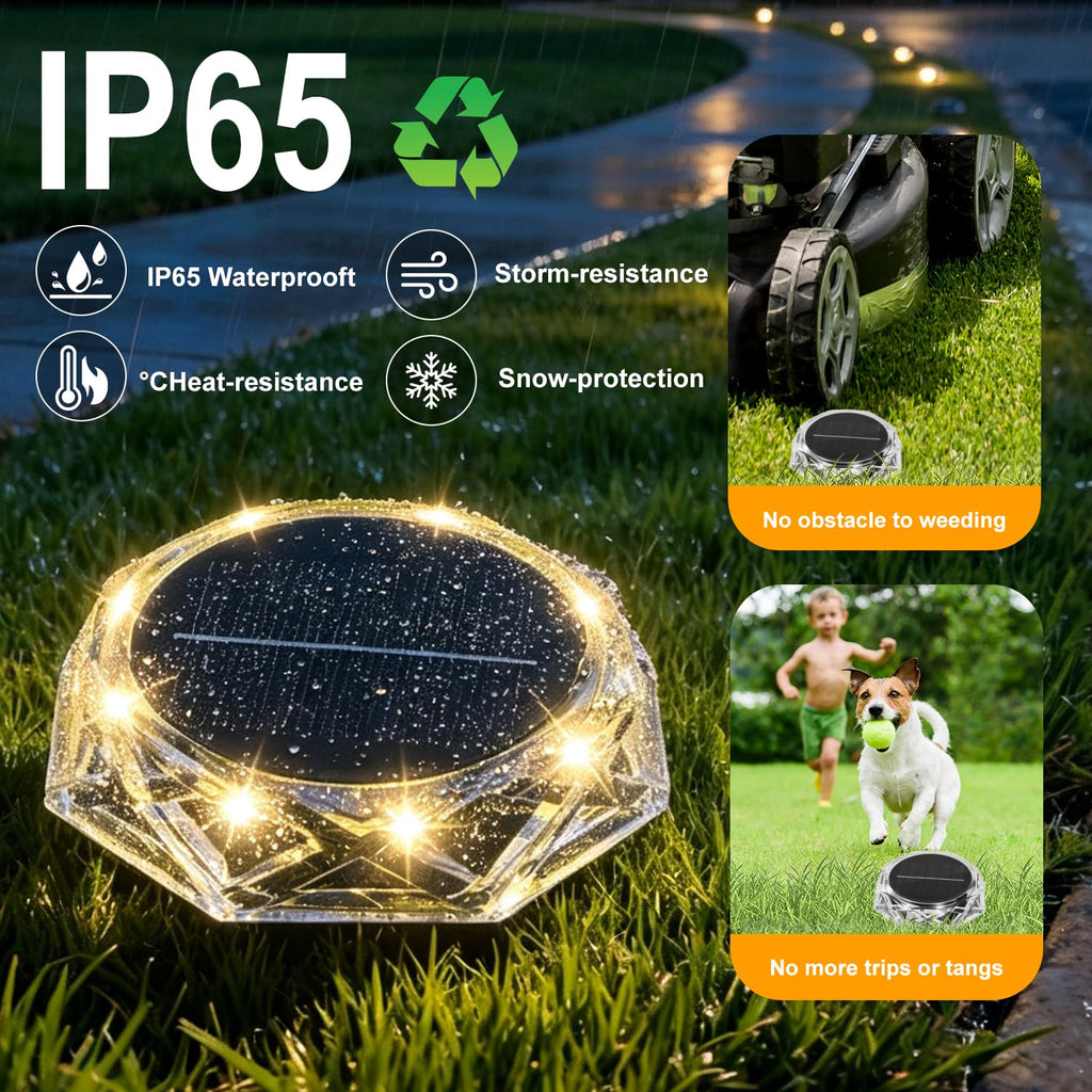 Solar Ground Lights Outdoor, 8 Pack IP68 Waterproof Solar Garden Lights Bright in-Ground Landscape Lighting