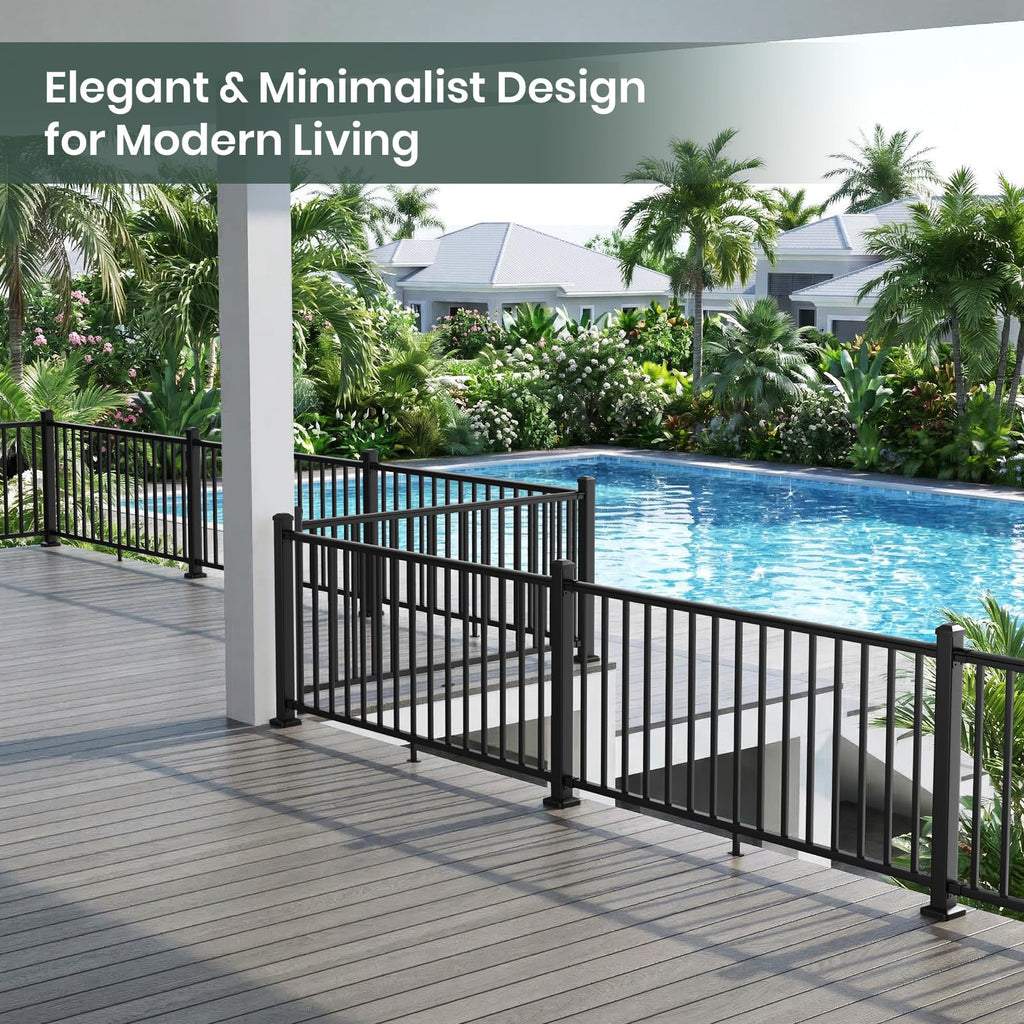 36 in H. x 6 ft W. Aluminum Deck Railing Kit with Post, Matte Black