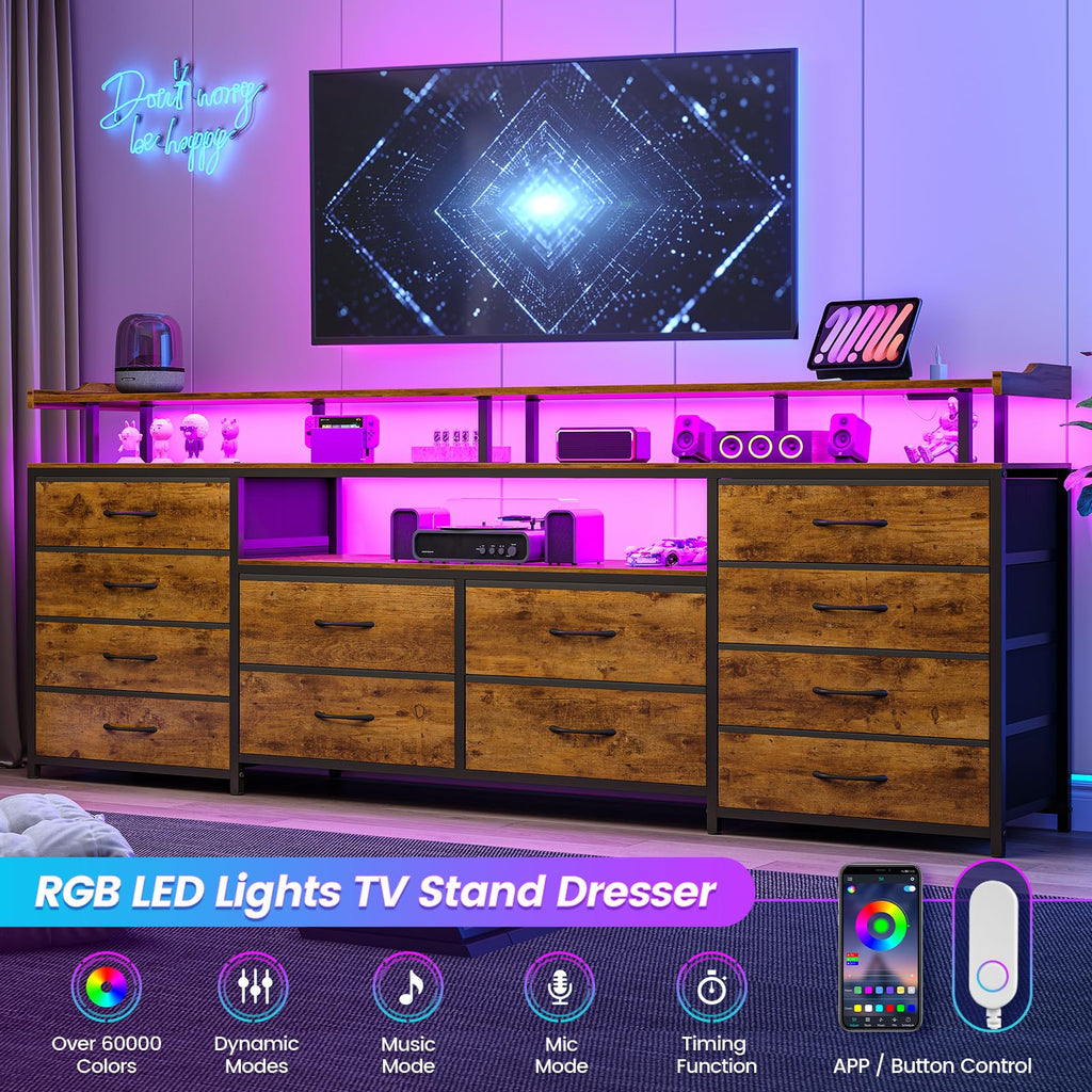 12 Drawers TV Stand Dresser for 55, 60, 70 inch TV