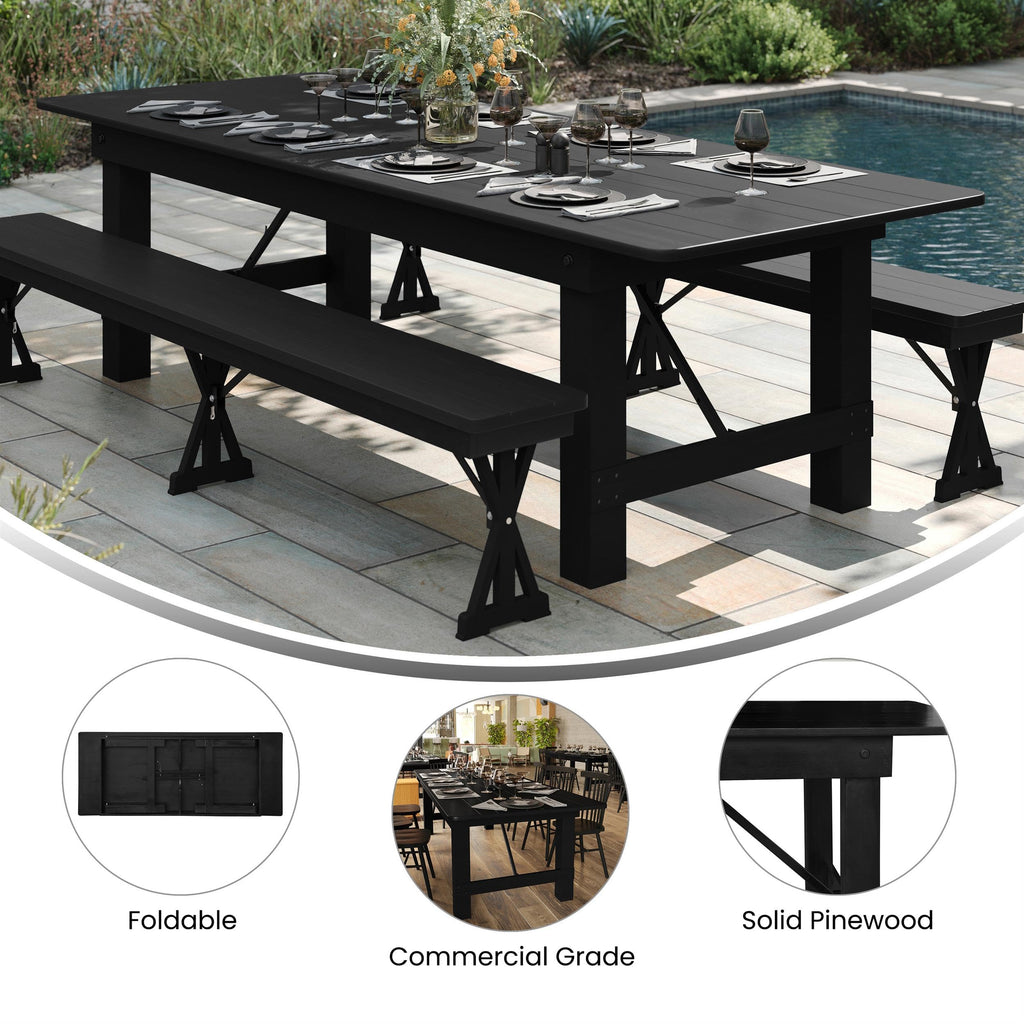 Hercules 96x40 in Locking Folding Table, Black
