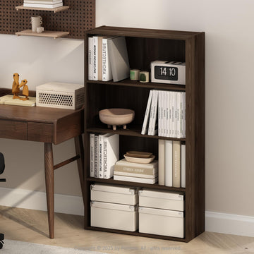 Simple Book Shelf, 4-Tier Bookshelf, Bookcase with Open Shelf, 9.4 x 23.6 x 41.7, Columbia Walnut