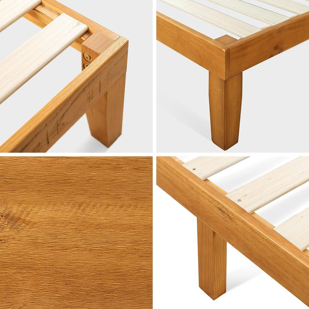 Alexia Wood Platform Bed Frame with headboard, Solid Wood Foundation with Wood Slat Support, No Box Spring Needed