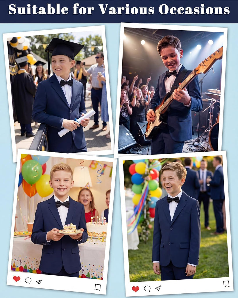 Boys' Slim Fit Suit 3 Pieces:Jacket, Pants, Shirt,Summer Suit Set for Teens Boys Wedding Beach