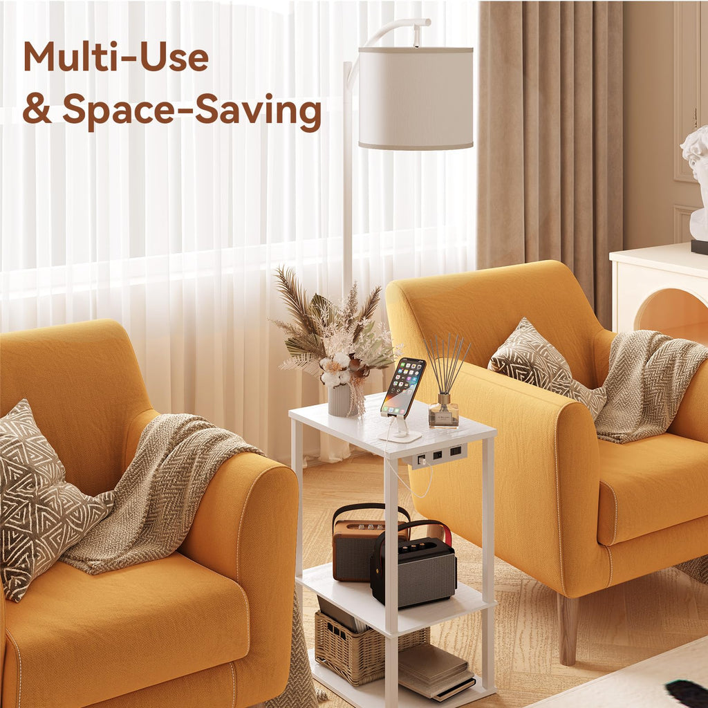 Floor Lamp with Table Shelves, End Side Table