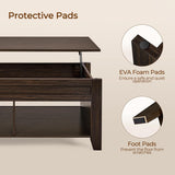 Lift Top Coffee Table with Hidden Storage Compartment & 2 Open Shelves