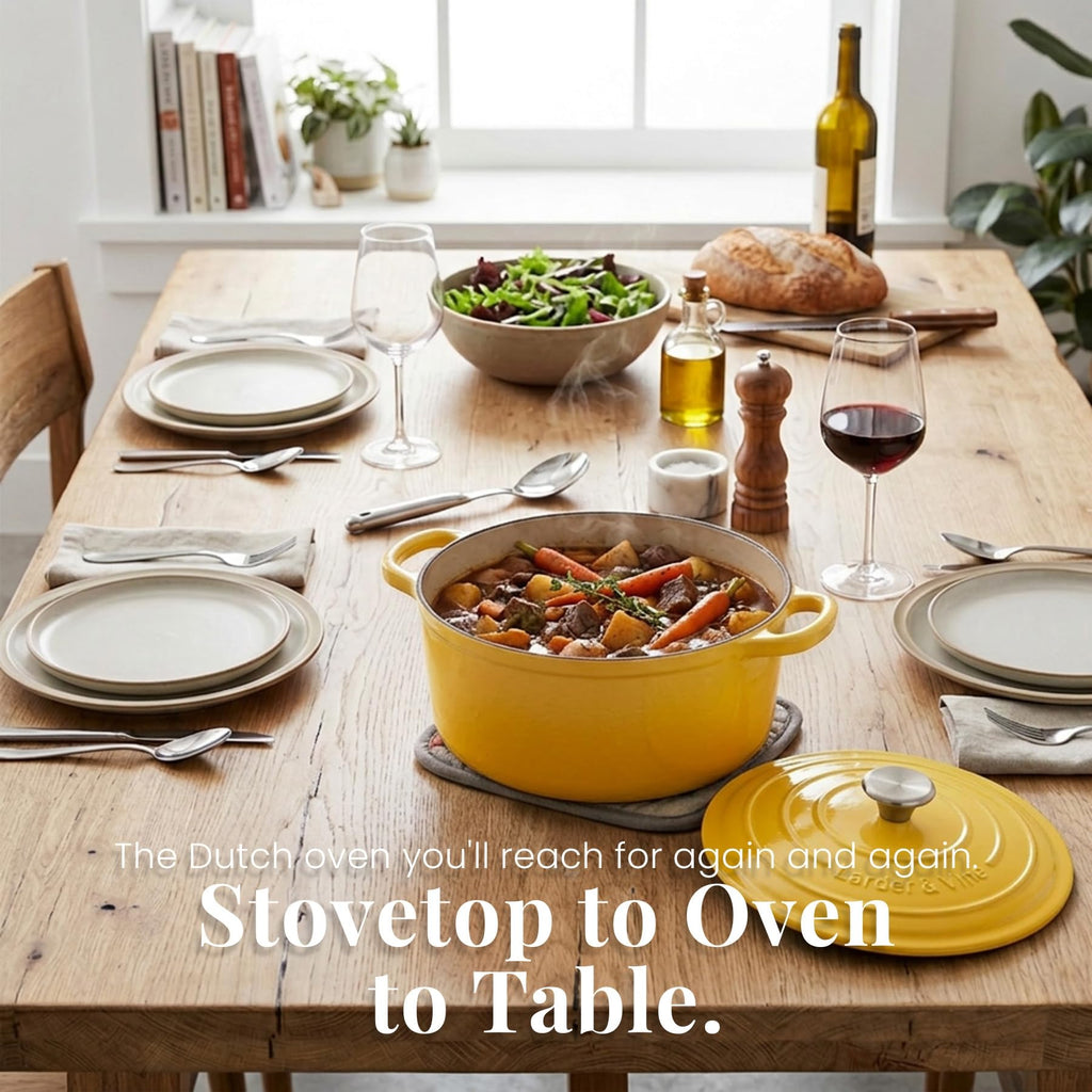 5.7 qt Enameled Cast Iron Dutch Oven Pot with Lid, Limoncello