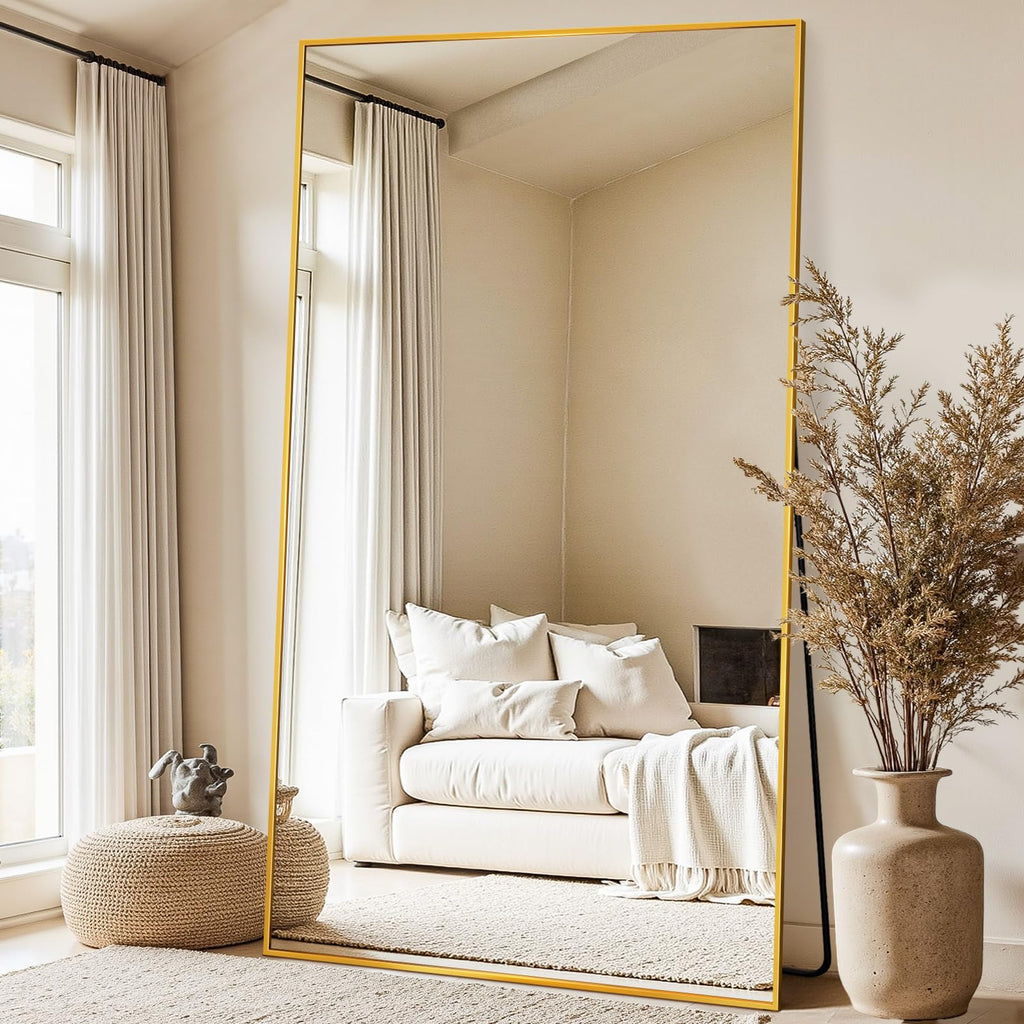 Full Length Mirror, 46"x91" Oversized Floor Mirror Freestanding, Full Body Mirrors Floor Standing Mirrors with Stand