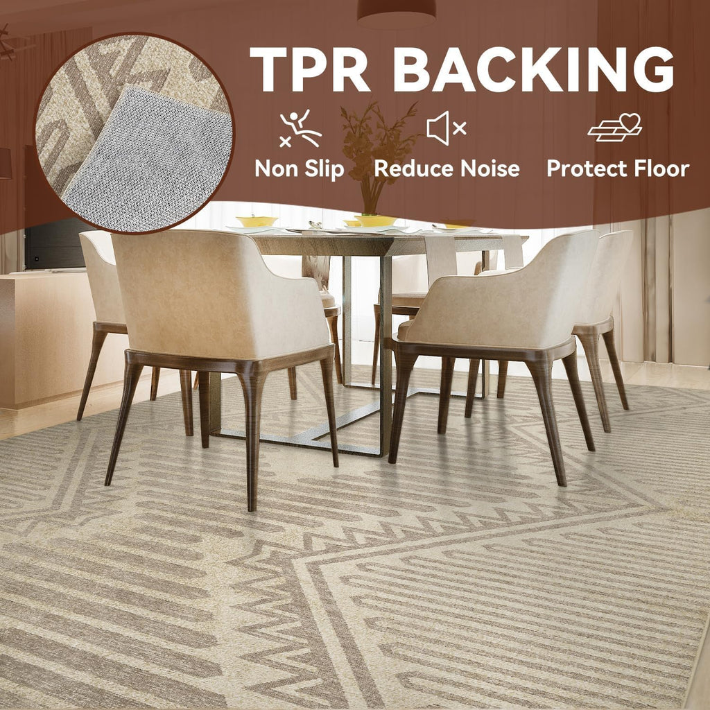 Boho Beige 5x7 Area Rugs Textured Tufted Rugs