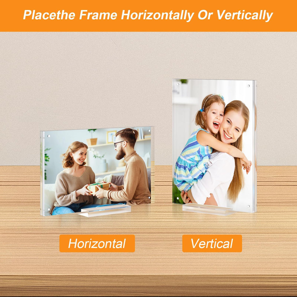 5 Pack 4x6 Magnetic Acrylic Picture Frame, Clear Floating with Base