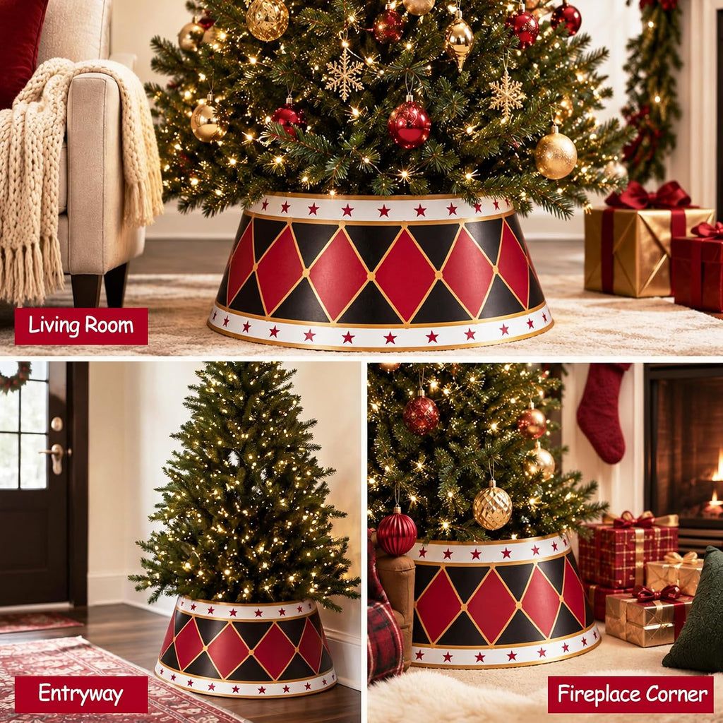 Metal Christmas Tree Collar,28 Inch,Nutcracker,Red
